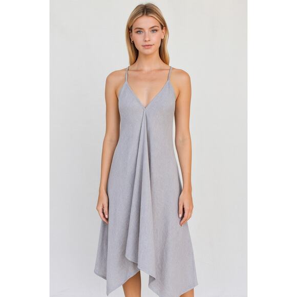 The Handloom Los Angeles Cotton Gray Asymmetric Strappy Dress size OS - Picture 1 of 6